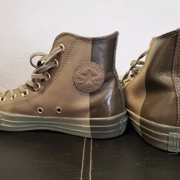 Converse Unisex Chuck Taylor All Star Leather Hi Top Shoes Dark Stucco - Picture 3 of 7
